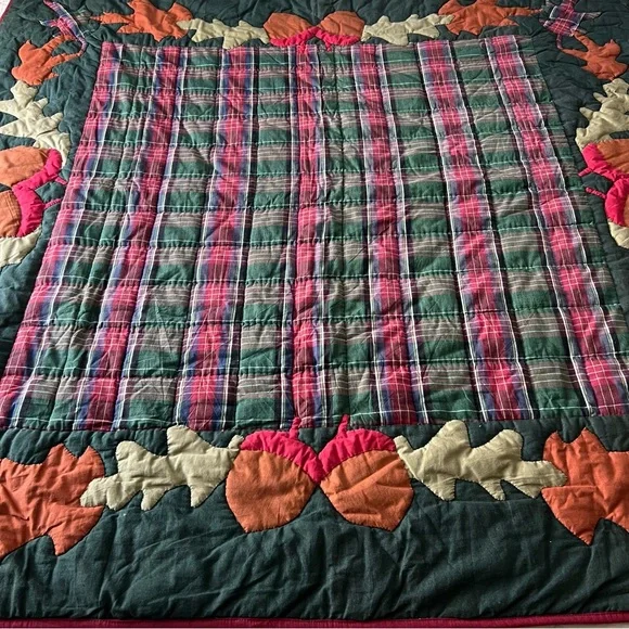 Vintage Rustic Handmade Appliqué Quilt – 52” x 52” - Picture 2 of 10